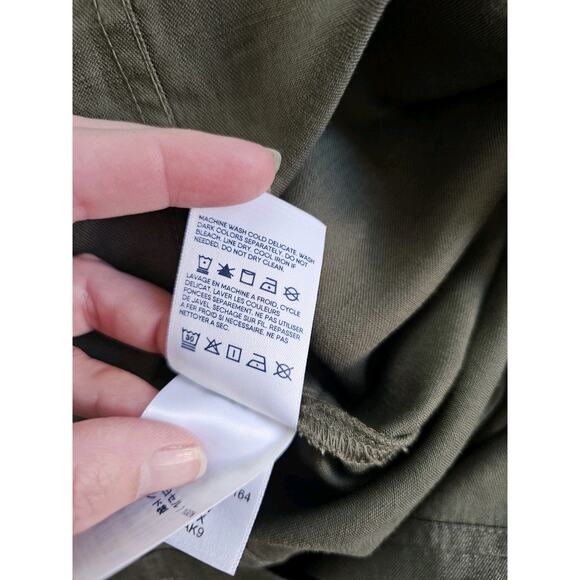 Lands' End Indigo Tencel Fiber Midi Dress Women's 1X Army Green Preppy Safari - Picture 9 of 9